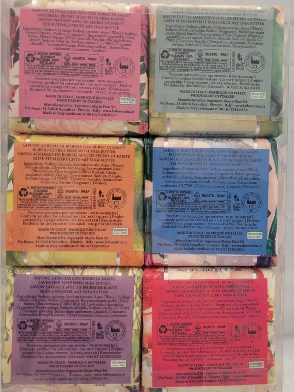 La Florentina Luxury Italian Soap Collection Gift Set 6 x 3.7 Oz Bars Lavender